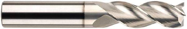 SGS - 3/8", 1-1/4" LOC, 3/8" Shank Diam, 3-1/2" OAL, 3 Flute, Solid Carbide Square End Mill - Single End, Uncoated, Spiral Flute, 38° Helix, Centercutting, Right Hand Cut, Right Hand Flute, Series 43 - Benchmark Tooling