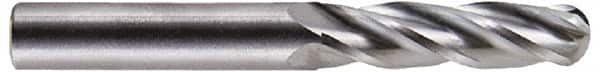 Hertel - 3/4" Diam, 1-1/2" LOC, 4 Flute Solid Carbide Ball End Mill - Uncoated, Single End, 4" OAL, 3/4" Shank Diam - Benchmark Tooling