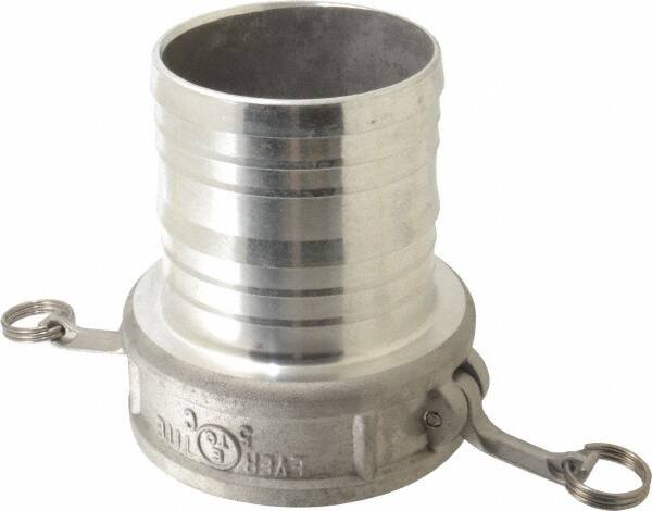 EVER-TITE Coupling Products - 5" Aluminum Cam & Groove Suction & Discharge Hose Female Coupler Hose Shank - Part C, 75 Max psi - Benchmark Tooling