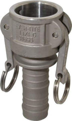 EVER-TITE Coupling Products - 1-1/4" Stainless Steel Cam & Groove Suction & Discharge Hose Female Coupler Hose Shank - Part C, 250 Max psi - Benchmark Tooling