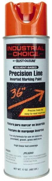 Rust-Oleum - 17 fl oz Orange Marking Paint - 600' to 700' Coverage at 1" Wide, Solvent-Based Formula - Benchmark Tooling