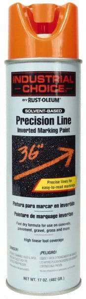 Rust-Oleum - 17 fl oz Orange Marking Paint - 600' to 700' Coverage at 1" Wide, Solvent-Based Formula - Benchmark Tooling