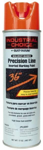 Rust-Oleum - 17 fl oz Orange Marking Paint - 600' to 700' Coverage at 1" Wide, Solvent-Based Formula - Benchmark Tooling