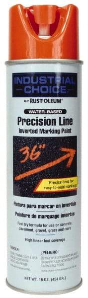 Rust-Oleum - 17 fl oz Orange Marking Paint - 600' to 700' Coverage at 1" Wide, Water-Based Formula - Benchmark Tooling