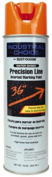 Rust-Oleum - 17 fl oz Orange Marking Paint - 600' to 700' Coverage at 1" Wide, Water-Based Formula - Benchmark Tooling