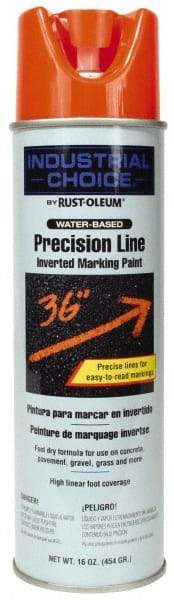 Rust-Oleum - 17 fl oz Orange Marking Paint - 600' to 700' Coverage at 1" Wide, Water-Based Formula - Benchmark Tooling