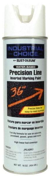 Rust-Oleum - 17 fl oz White Marking Paint - 600' to 700' Coverage at 1" Wide, Water-Based Formula - Benchmark Tooling
