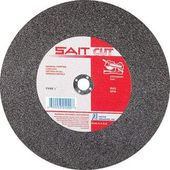 Sait - 10" 36 Grit Aluminum Oxide Cutoff Wheel - 1/8" Thick, 5/8" Arbor, 6,100 Max RPM, Use with Stationary Tools - Benchmark Tooling