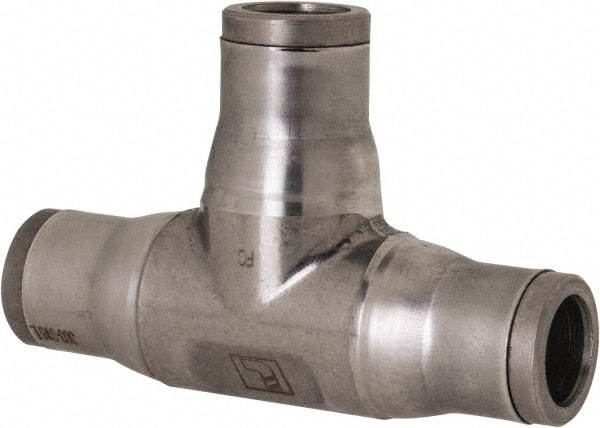 Legris - 3/8" Outside Diam, Stainless Steel Push-to-Connect Union Tee - 435 Max psi, Tube to Tube Connection, FKM O-Ring - Benchmark Tooling