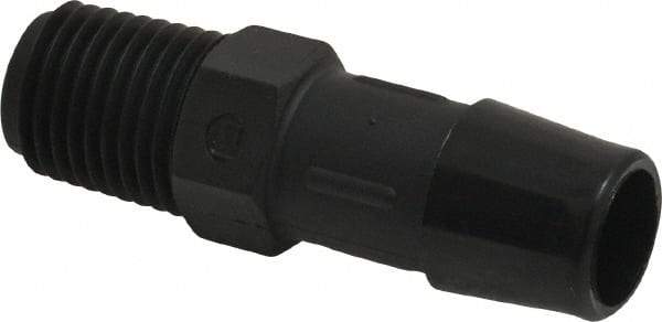 Made in USA - 1/2" Barb, 1/2, Nylon Single Barbed Tube Adapter - Black, Male - Benchmark Tooling