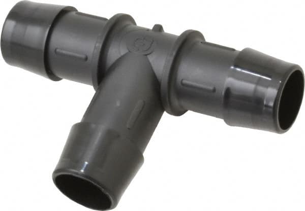 Made in USA - 3/4" Barb, Nylon Single Barbed Tube Tee - Black - Benchmark Tooling