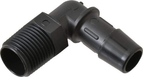 Made in USA - 1/2" Barb, 1/2, Nylon Single Barbed Tube Elbow - Black, Male - Benchmark Tooling