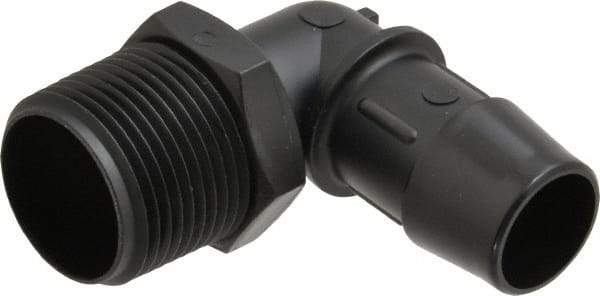 Made in USA - 3/4" Barb, 3/4, Nylon Single Barbed Tube Elbow - Black, Male - Benchmark Tooling