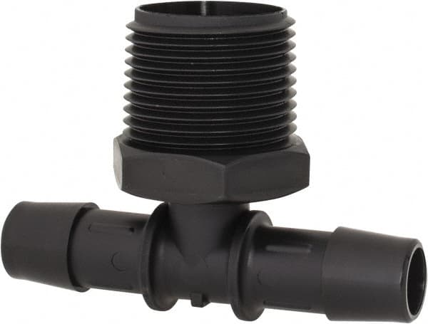 Made in USA - 1/2" Barb, 1/2, Nylon Single Barbed Tube Branch Tee - Black, Male - Benchmark Tooling