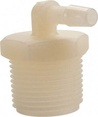 Made in USA - 1/4" Barb, 1/4, Nylon Single Barbed Tube Elbow - Natural, Male - Benchmark Tooling