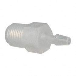 Made in USA - 1/8" Barb, 1/8, Polypropylene Single Barbed Tube Adapter - Natural, Male - Benchmark Tooling