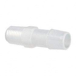 Made in USA - 1/2" Barb, 1/2, Polypropylene Single Barbed Tube Adapter - Natural, Male - Benchmark Tooling