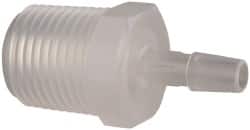 Made in USA - 1/4" Barb, 1/4, Polypropylene Single Barbed Tube Adapter - Natural, Male - Benchmark Tooling