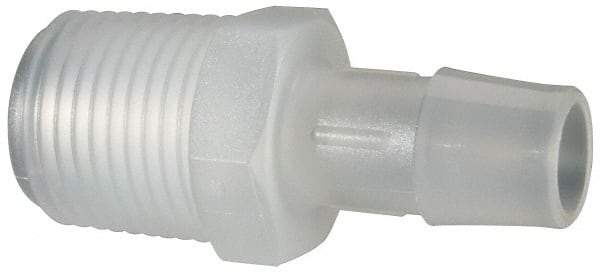 Made in USA - 1/2" Barb, 1/2, Polypropylene Single Barbed Tube Adapter - Natural, Male - Benchmark Tooling