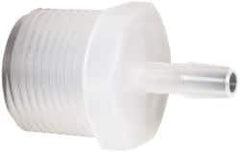 Made in USA - 1/4" Barb, 1/4, Polypropylene Single Barbed Tube Adapter - Natural, Male - Benchmark Tooling