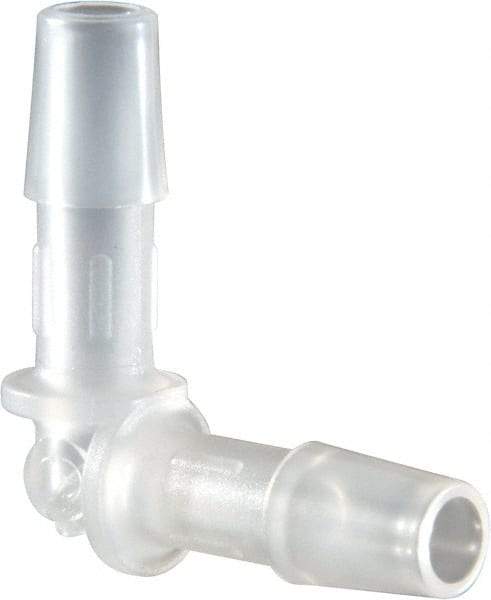 Made in USA - 1/4" Barb, Polypropylene Single Barbed Tube Elbow - Natural - Benchmark Tooling
