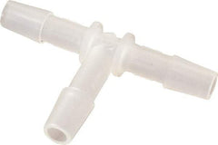 Made in USA - 1/4" Barb, Polypropylene Single Barbed Tube Tee - Natural - Benchmark Tooling