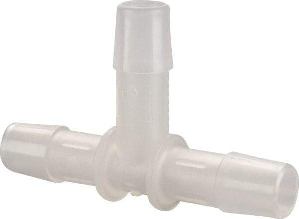 Made in USA - 3/8" Barb, Polypropylene Single Barbed Tube Tee - Natural - Benchmark Tooling