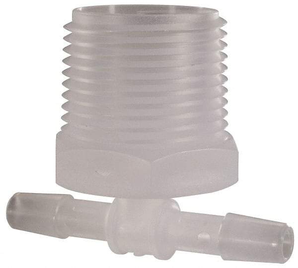 Made in USA - 1/4" Barb, 1/4, Polypropylene Single Barbed Tube Branch Tee - Natural, Male - Benchmark Tooling