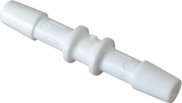 Made in USA - 1/4" Barb, Polypropylene Single Barbed Tube Splicer - White - Benchmark Tooling