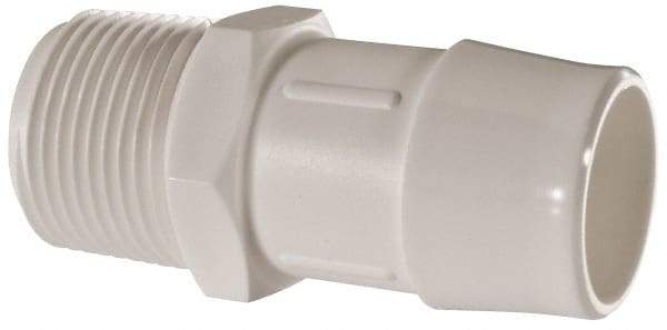 Made in USA - 1" Barb, 1, Polypropylene Single Barbed Tube Adapter - White, Male - Benchmark Tooling