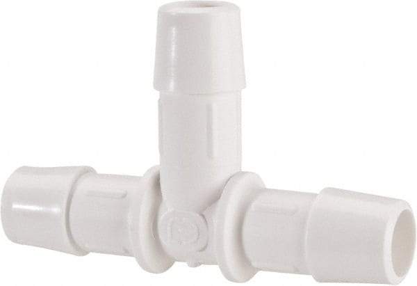Made in USA - 1/2" Barb, Polypropylene Single Barbed Tube Tee - White - Benchmark Tooling