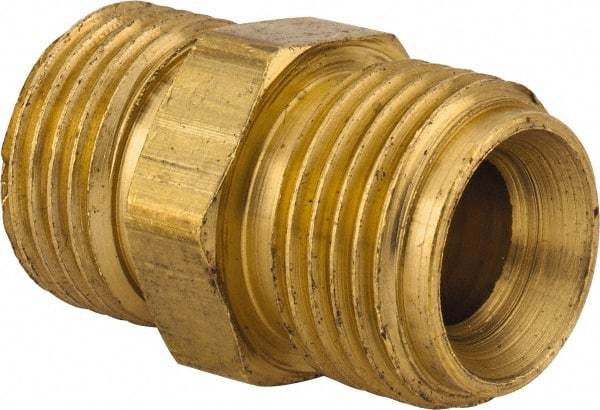Dixon Valve & Coupling - 3/8 Male Thread, Brass Industrial Pipe Hex Nipple - MNPSM, 1,000 psi - Benchmark Tooling