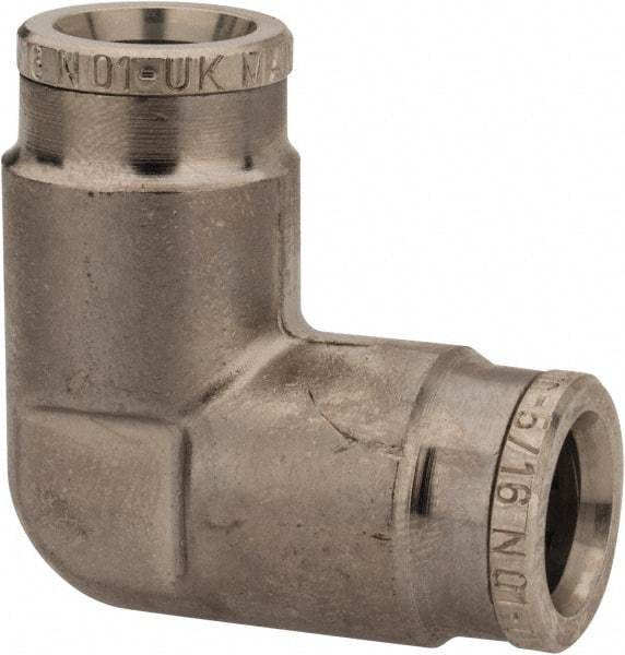 Norgren - 5/16" Outside Diam, Nickel Plated Brass Push-to-Connect Tube Union Elbow - 260 Max psi, Tube to Tube Connection - Benchmark Tooling