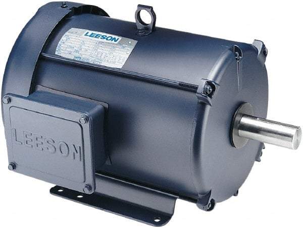 Leeson - 3 Max hp, 1,800 Max RPM, Premium Efficient Electric AC DC Motor - 230/460 V Input, Three Phase, 182T Frame, Rigid Base Mount, TEFC Enclosure - Benchmark Tooling