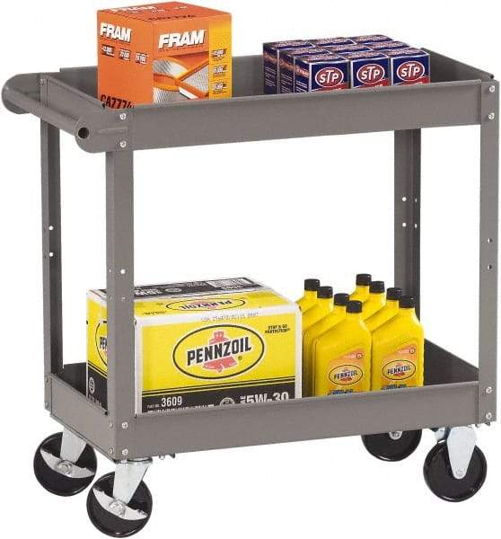 Tennsco - 150 Lb Capacity, 30" Wide x 16" Long x 32" High Service Cart - 2 Shelf, Steel, 2 Rigid/2 Swivel Casters - Benchmark Tooling