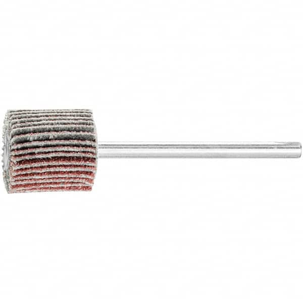PFERD - 5/8" Diam x 5/8" Face Width, Aluminum Oxide Coated Mounted Flap Wheel - 1/8" Shank Mount, 80 Grit, 50,000 Max RPM - Benchmark Tooling