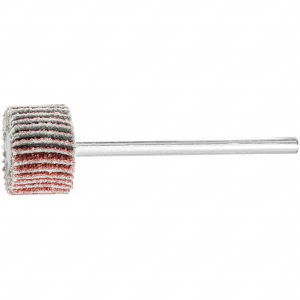 PFERD - 5/8" Diam x 3/8" Face Width, Aluminum Oxide Coated Mounted Flap Wheel - 1/8" Shank Mount, 60 Grit, 50,000 Max RPM - Benchmark Tooling