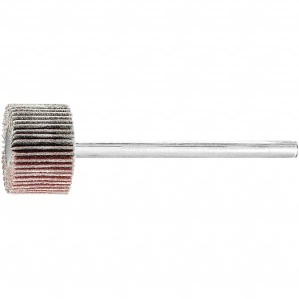 PFERD - 5/8" Diam x 3/8" Face Width, Aluminum Oxide Coated Mounted Flap Wheel - 1/8" Shank Mount, 240 Grit, 50,000 Max RPM - Benchmark Tooling