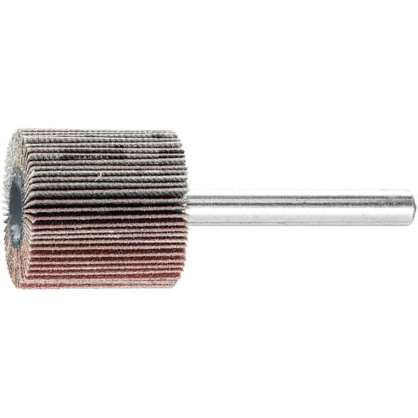 PFERD - 1" Diam x 1" Face Width, Aluminum Oxide Coated Mounted Flap Wheel - 1/4" Shank Mount, 180 Grit, 25,000 Max RPM - Benchmark Tooling
