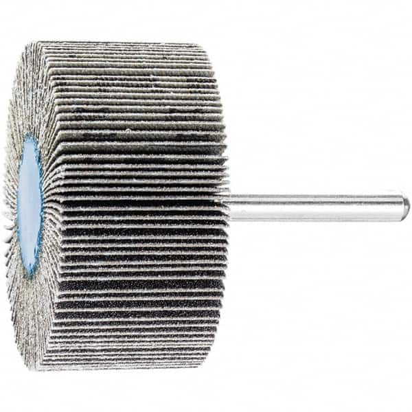 PFERD - 2" Diam x 1" Face Width, Silicon Carbide Coated Mounted Flap Wheel - 1/4" Shank Mount, 120 Grit, 23,000 Max RPM - Benchmark Tooling