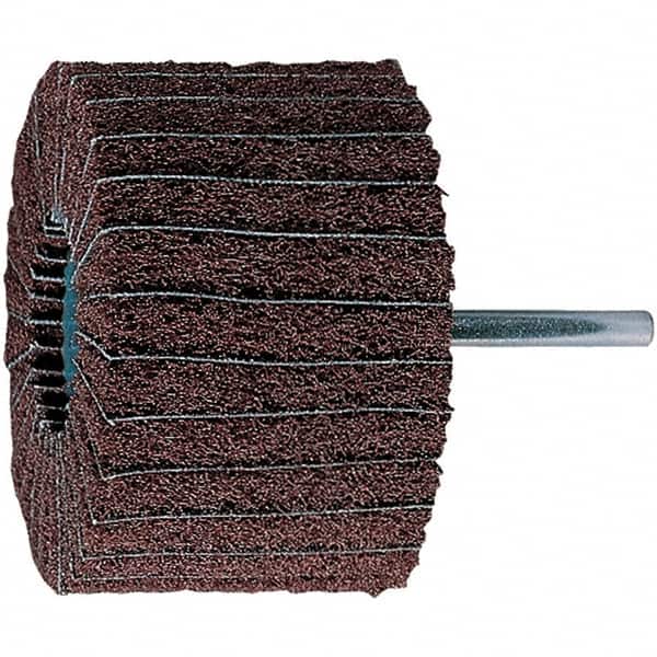 PFERD - 3" Diam x 2" Face Width, Aluminum Oxide Nonwoven Mounted Flap Wheel - 1/4" Shank Mount, 180 Grit, 7,500 Max RPM - Benchmark Tooling