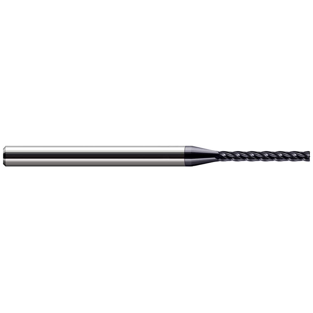 Corner Radius End Mill: 0.015″ Dia, 1/8″ LOC, 0.003″ Radius, 4 Flutes, Solid Carbide 2-1/2″ OAL, 1/8″ Shank Dia, 30 ° Helix, AlTiN Coated, Corner Radius End