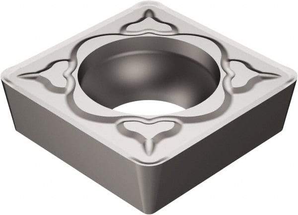 Sandvik Coromant - SCMT32.52 KM Grade H13A Carbide Turning Insert - Uncoated, 90° Square, 3/8" Inscr Circle, 5/32" Thick, 1/32" Corner Radius - Benchmark Tooling