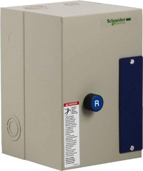 Schneider Electric - 3 Pole, 25 Amp, 120 Coil VAC, Nonreversible Enclosed IEC Motor Starter - 1 Phase Hp: 2 at 120 VAC, 3 at 240 VAC, 3 Phase Hp: 15 at 460 VAC, 20 at 575 VAC, 7.5 at 208 VAC, 7.5 at 230 VAC - Benchmark Tooling