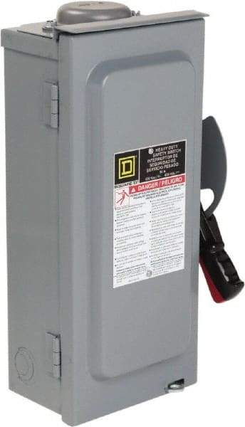 Square D - 30 Amp, 600 VAC/VDC, 3 Pole Nonfused Safety Switch - NEMA 3R, 10 hp at 600 VAC, 15 at 600 VDC (Single Phase), 30 hp at 600 VAC, 15 hp at 600 VDC (Triple Phase) - Benchmark Tooling