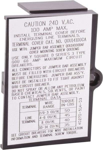 Square D - Circuit Breaker Jumper Bar Cover - Use with QOU Circuit Breaker - Benchmark Tooling