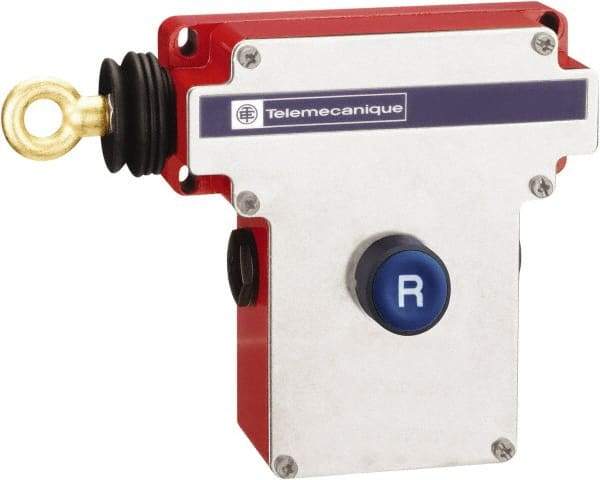 Telemecanique Sensors - 10 Amp, NO/NC Configuration, Left Hand Operation, Rope Operated Limit Switch - Pushbutton Reset, Cable Pull, No Pilot Light, 300 VAC - Benchmark Tooling