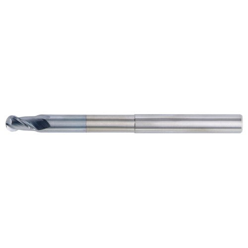 1/2″ Dia. × 1/2″ Shank × 5/8″ DOC × 6″ OAL, Carbide Uncoated, 2 Flute, CW|37° Helix, Round, Ballnose End Mill - Exact Industrial Supply