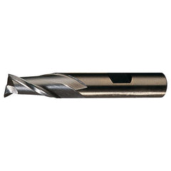 19/64″ × 3/8″ × 9/16″ × 2-1/2″ RHS / RHC HSS-CO 8% (M42) Cobalt Single-End 2-Flute Center Cutting Finishing End Mill - TiCN - Exact Industrial Supply