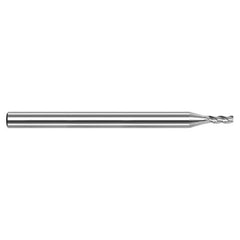Variable Helix End Mills for Aluminum Alloys - 0.0250″ Cutter Diameter × 0.0020″ Radius × 0.0380″ Length of Cut Carbide Corner Radius End Mill for Aluminum Alloys, 3 Flutes - Exact Industrial Supply